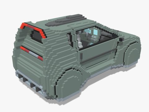 Voxel Sci-Fi Car 3D मॉडल