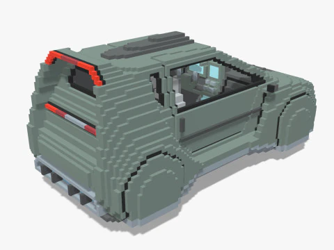 Voxel Sci-Fi Car 3D Model