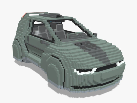 Voxel Sci-Fi Car 3D Model