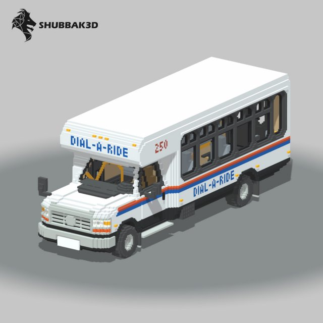 Voxel Dial-A-Ride Van 3D मॉडल .c4d .max .obj .3ds .fbx .stl .blend 