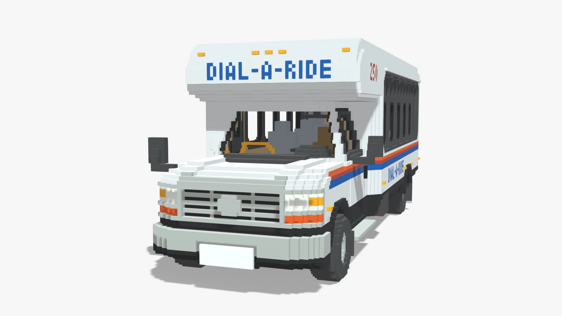 Voxel Dial-A-Ride Van 3D Model .c4d .max .obj .3ds .fbx .stl .blend