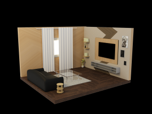 Living room Isometric Room 3D Model