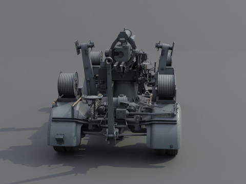 88mm Flak 36 Carriage Anti Aircraft Low-poly 3D Model
