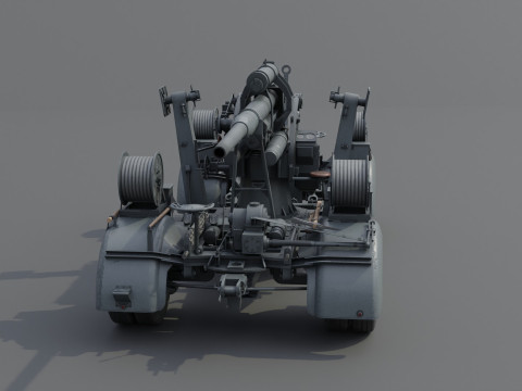 88mm Flak 36 Carriage Anti Aircraft Low-poly 3D Model