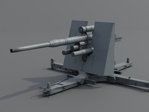 88cm Flak 36 Anti Aircraft 3D Model