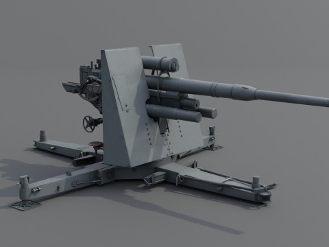 88cm Flak 36 Anti Aircraft 3D Модель