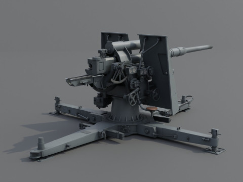 88cm Flak 36 Anti Aircraft 3D Модель