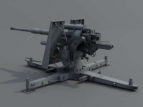 88cm Flak 36 Anti Aircraft 3D Модель