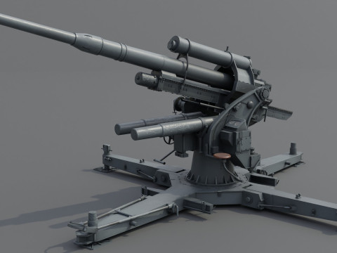 88cm Flak 36 Anti Aircraft 3D Модель