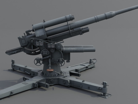88cm Flak 36 Anti Aircraft 3D Модель