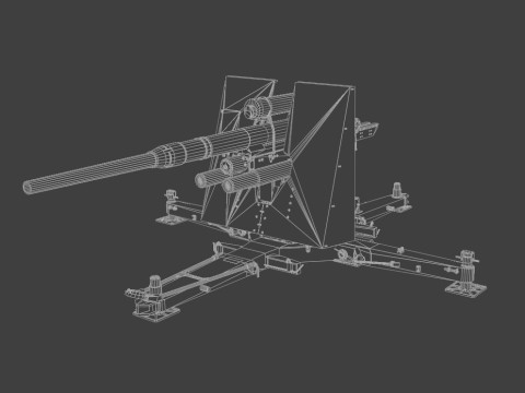 88cm Flak 36 Anti Aircraft 3D Модель