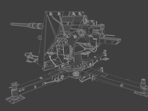 88cm Flak 36 Anti Aircraft 3D Модель