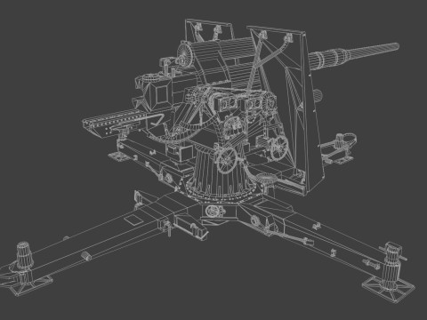 88cm Flak 36 Anti Aircraft 3D Модель
