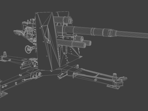 88cm Flak 36 Anti Aircraft 3D Модель