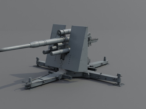 88cm Flak 36 Anti Aircraft 3D Модель