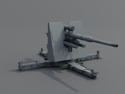 88cm Flak 36 Anti Aircraft 3D Модель