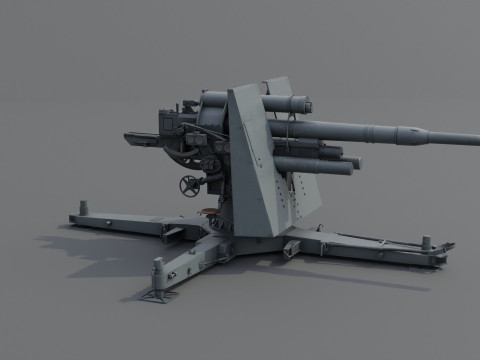88cm Flak 36 Anti Aircraft 3D Модель