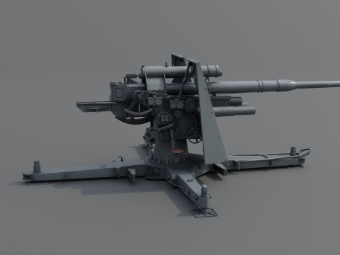 88cm Flak 36 Anti Aircraft 3D Модель