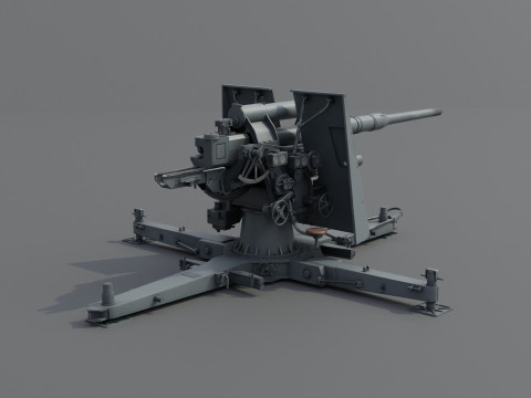 88cm Flak 36 Anti Aircraft 3D Модель