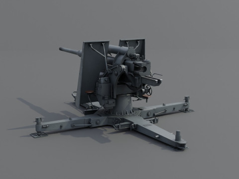 88cm Flak 36 Anti Aircraft 3D Модель