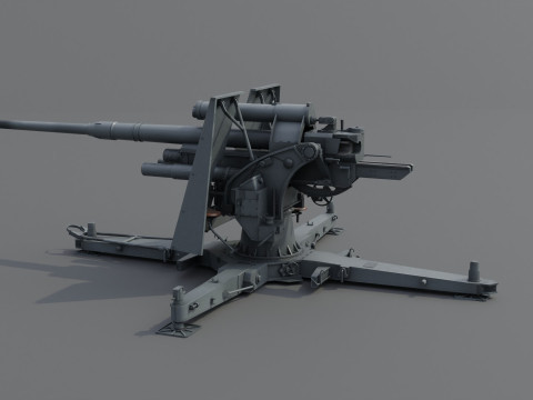 88cm Flak 36 Anti Aircraft 3D Модель