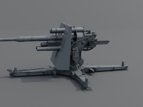 88cm Flak 36 Anti Aircraft 3D Модель