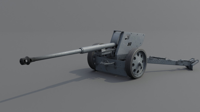 88 mm Pak 43 Anti-Tank Weapon Low-poly 3D मॉडल .c4d .max .obj .3ds .fbx .stl .blend