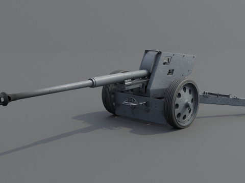 88 mm Pak 43 Anti-Tank Weapon Low-poly 3D Model