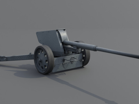 88 mm Pak 43 Anti-Tank Weapon Low-poly 3D मॉडल
