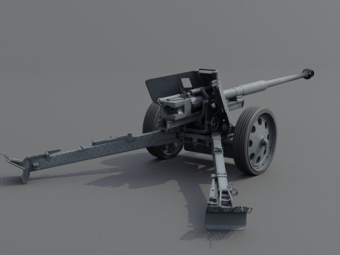 88 mm Pak 43 Anti-Tank Weapon Low-poly 3D मॉडल