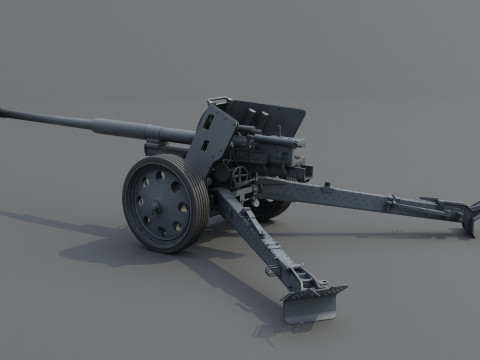 88 mm Pak 43 Anti-Tank Weapon Low-poly 3D मॉडल