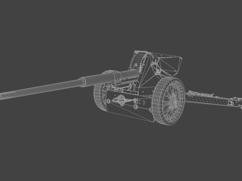 88 mm Pak 43 Anti-Tank Weapon Low-poly 3D मॉडल