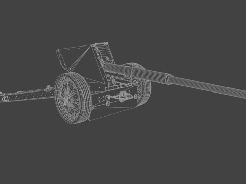 88 mm Pak 43 Anti-Tank Weapon Low-poly 3D मॉडल