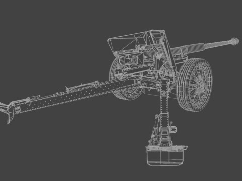 88 mm Pak 43 Anti-Tank Weapon Low-poly 3D मॉडल