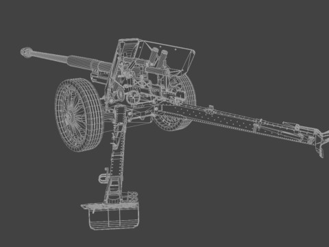 88 mm Pak 43 Anti-Tank Weapon Low-poly 3D मॉडल