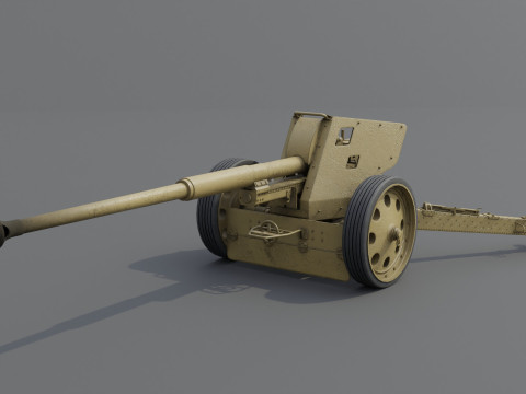 88 mm Pak 43 Anti-Tank Weapon Low-poly 3D मॉडल