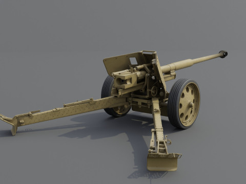 88 mm Pak 43 Anti-Tank Weapon Low-poly 3D मॉडल