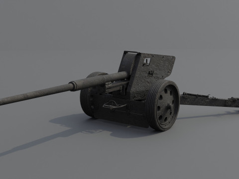 88 mm Pak 43 Anti-Tank Weapon Low-poly 3D मॉडल