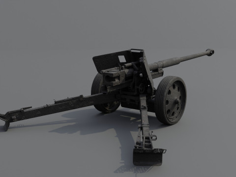 88 mm Pak 43 Anti-Tank Weapon Low-poly 3D मॉडल