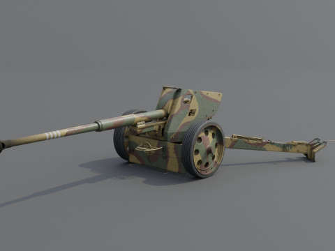 88 mm Pak 43 Anti-Tank Weapon Low-poly 3D मॉडल