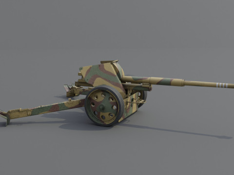 88 mm Pak 43 Anti-Tank Weapon Low-poly 3D मॉडल