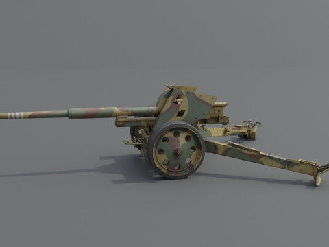 88 mm Pak 43 Anti-Tank Weapon Low-poly 3D मॉडल
