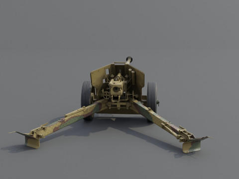 88 mm Pak 43 Anti-Tank Weapon Low-poly 3D मॉडल