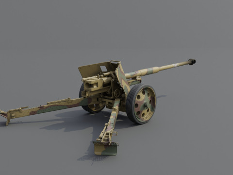 88 mm Pak 43 Anti-Tank Weapon Low-poly 3D मॉडल