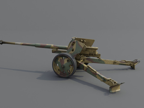 88 mm Pak 43 Anti-Tank Weapon Low-poly 3D मॉडल