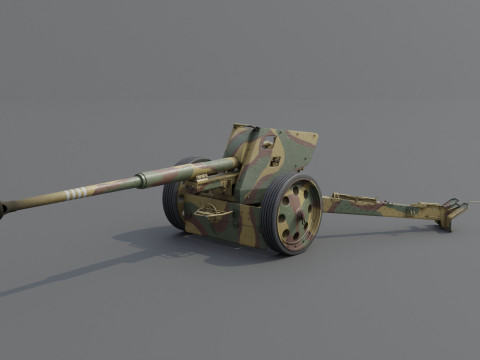 88 mm Pak 43 Anti-Tank Weapon Low-poly 3D मॉडल