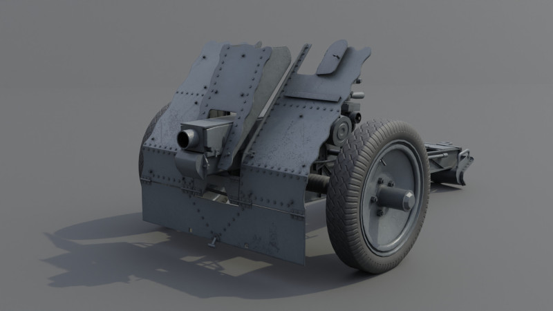 75mm Light Infantry Weapon 18 Low-poly 3D Модель .c4d .max .obj .3ds .fbx .stl .blend