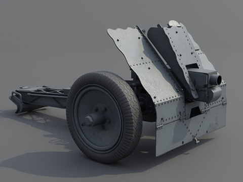 75mm Light Infantry Weapon 18 Low-poly 3D Модель