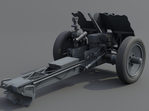 75mm Light Infantry Weapon 18 Low-poly 3D Модель