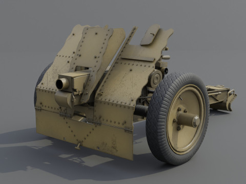 75mm Light Infantry Weapon 18 Low-poly 3D Модель
